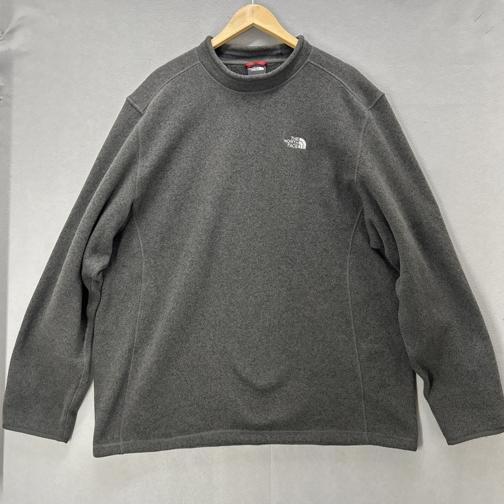 The North Face Men Gray Fleece Crewneck Sweatshirt Pullover Long Sleeve 2XL